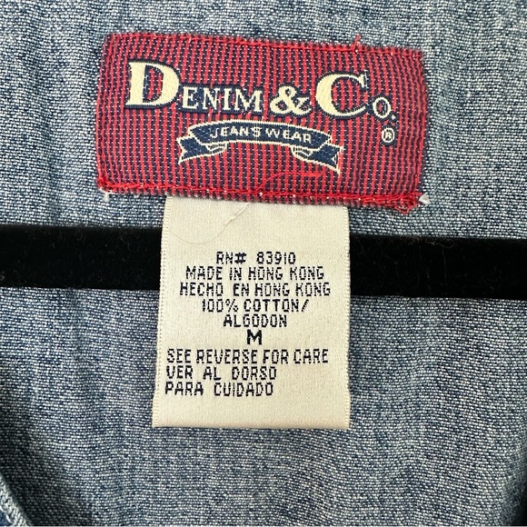 Women’s Denim & Co Denim Button-Down Dress 100% Cotton Blue Vintage Sz Medium - Picture 5 of 12